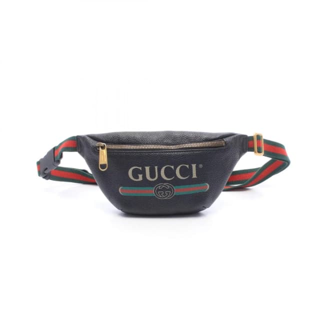 Gucci Waist Bag Logo Print Small Black Green Red Leather in Black Leather from The Reluxe, photo 1 of 1