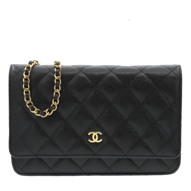 Chanel Chain Wallet Caviar Leather Black Gold Quilted Shoulder Bag in Black Caviar leather from The Reluxe, photo 1 of 1