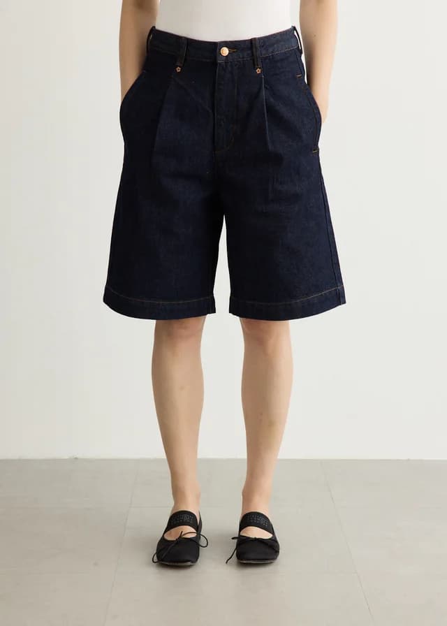 LARRIET Women's Chino Shorts in INDIGO DENIM, image 1 of 1 from Incu