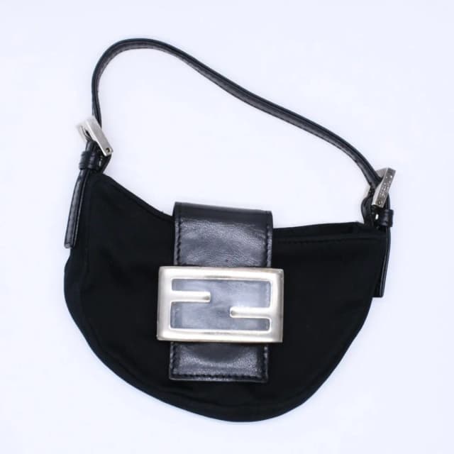 Fendi Handbag Mini Croissant Mini Mamma Pouch Case Cotton Jersey Leather Black in Black Leather from The Reluxe, photo 1 of 1