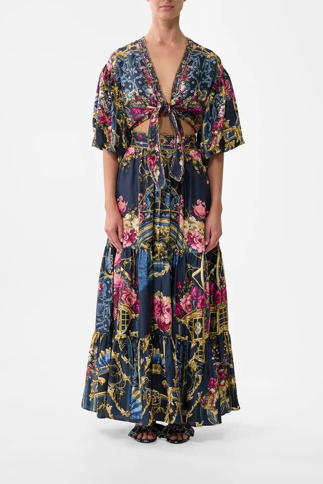 Camilla eBoutique TIE FRONT PUFF SLEEVE TOP ORNATE ON A PLATE, image 1 of 1 from CAMILLA