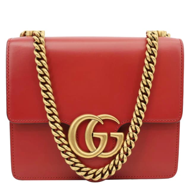 Gucci Interlocking GG Small Leather Chain Shoulder Bag Red 431384 in Red Leather from Dallas Designer Handbags, photo 1 of 1
