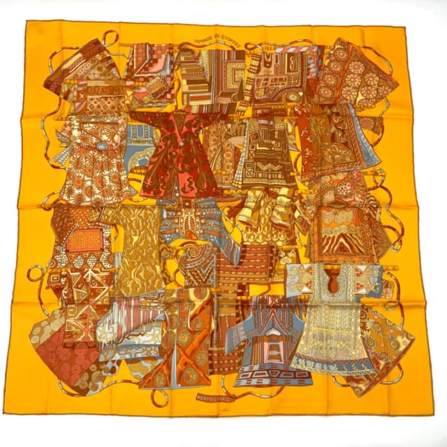 Hermès Scarf Carre 90 Voyage En Etoffes Journey Through The World's Fabrics in Silk from The Reluxe, photo 1 of 1