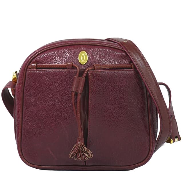 Cartier Must Line Shoulder Bag Pochette Leather Bordeaux in Burgundy Leather from The Reluxe, photo 1 of 1
