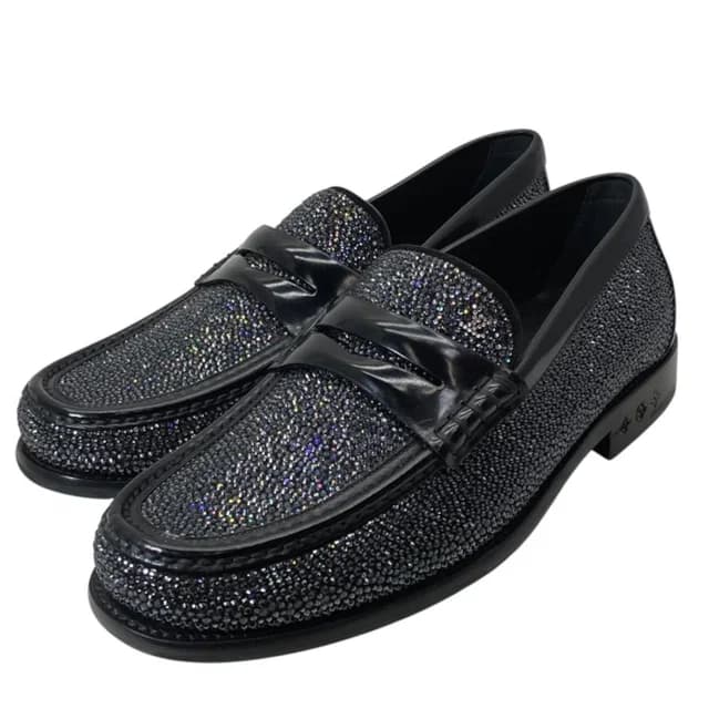 Louis Vuitton Loafers Swarovski Leather Black in Black Leather from The Reluxe, photo 1 of 1