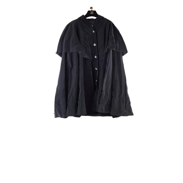 Chanel Silk Cape Black Coat Size 40 in Black Velvet from The Purse Affair, photo 1 of 1