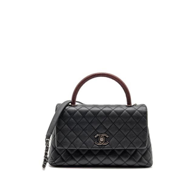 Chanel Medium Coco Handle Flap Bag lizard Embossed Handle Caviar Black Ruthenium Hardware in Black Caviar leather from EMIER, photo 1 of 1