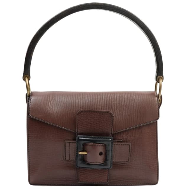 Miu Miu Logo embossed square buckle one-shoulder bag, brown from VINTAGE QOO TOKYO, photo 1 of 1