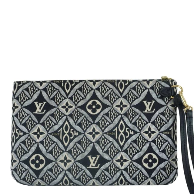 Louis Vuitton Neverfull Since 1854 Jacquard Wristlet Pouch Black in Black Canvas from Dallas Designer Handbags, photo 1 of 1