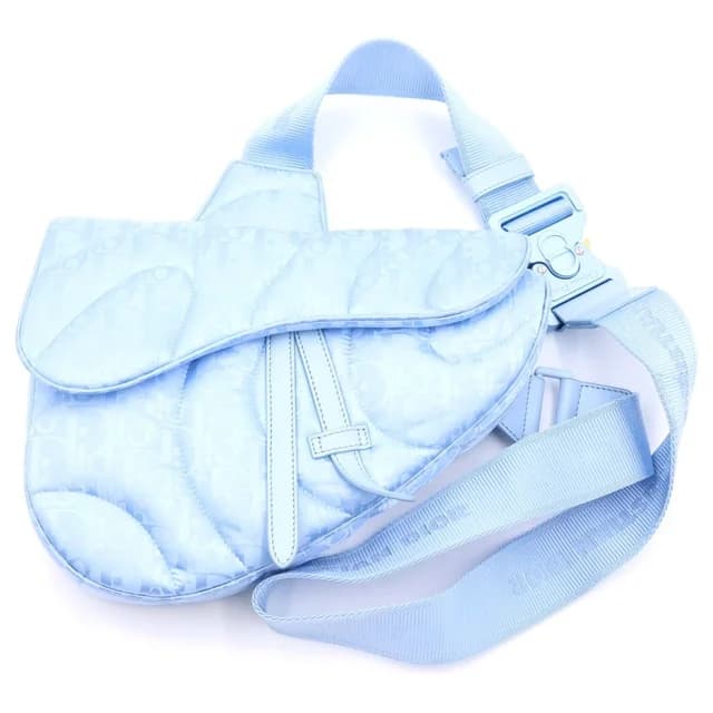Dior x Edl Mirage Quilted Saddle Bag Light Blue Nylon in Blue Nylon from The Reluxe, photo 1 of 1