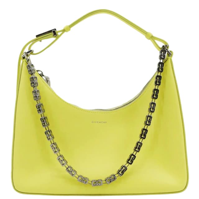 Givenchy Moon Cut Out Small Leather Hobo Bag Neon Yellow in Yellow Leather from Dallas Designer Handbags, photo 1 of 1