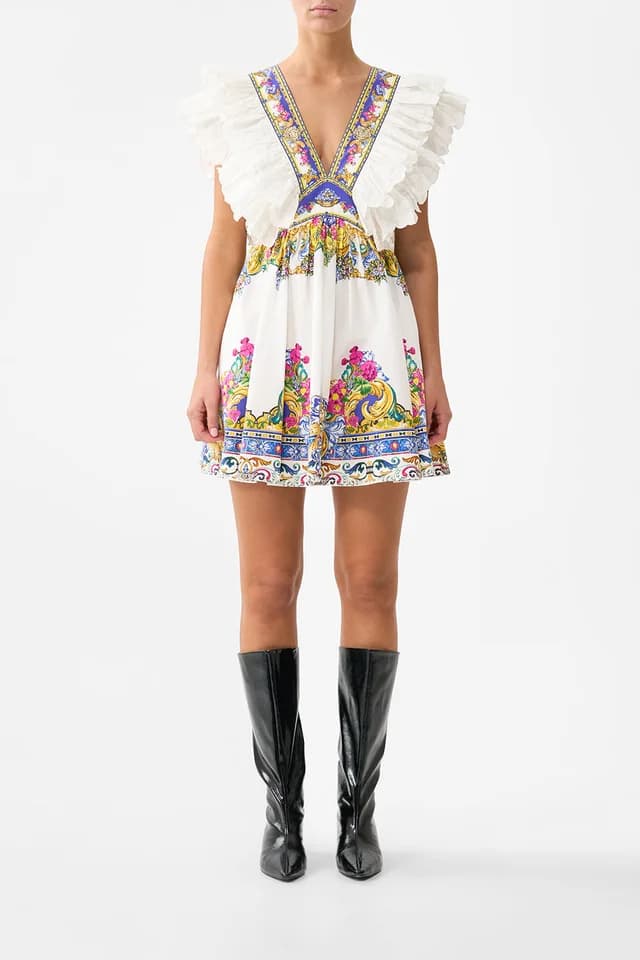 Camilla eBoutique DOUBLE FRILL SLEEVE MINI DRESS MILLA IN SEVILLA, image 1 of 1 from CAMILLA