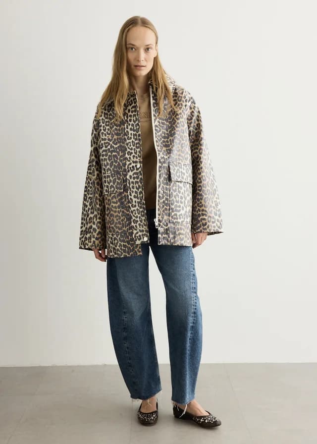 Ganni Laminated Cotton Canvas Jacket in Almond Milk, image 1 of 1 from Incu