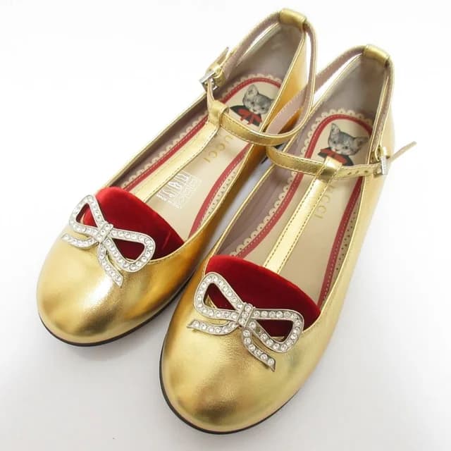 Gucci Yuko Higuchi Ankle Strap Ballet Shoes Flat Pumps Kids Gold in Gold from The Reluxe, photo 1 of 1