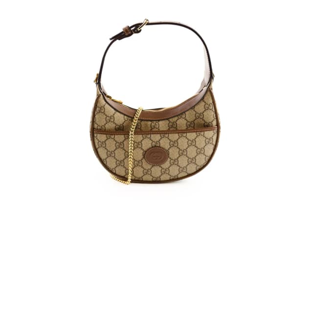 Gucci GG Surpreme Half Moon Mini Shoulder Bag Brown in Brown Canvas from The Purse Affair, photo 1 of 1
