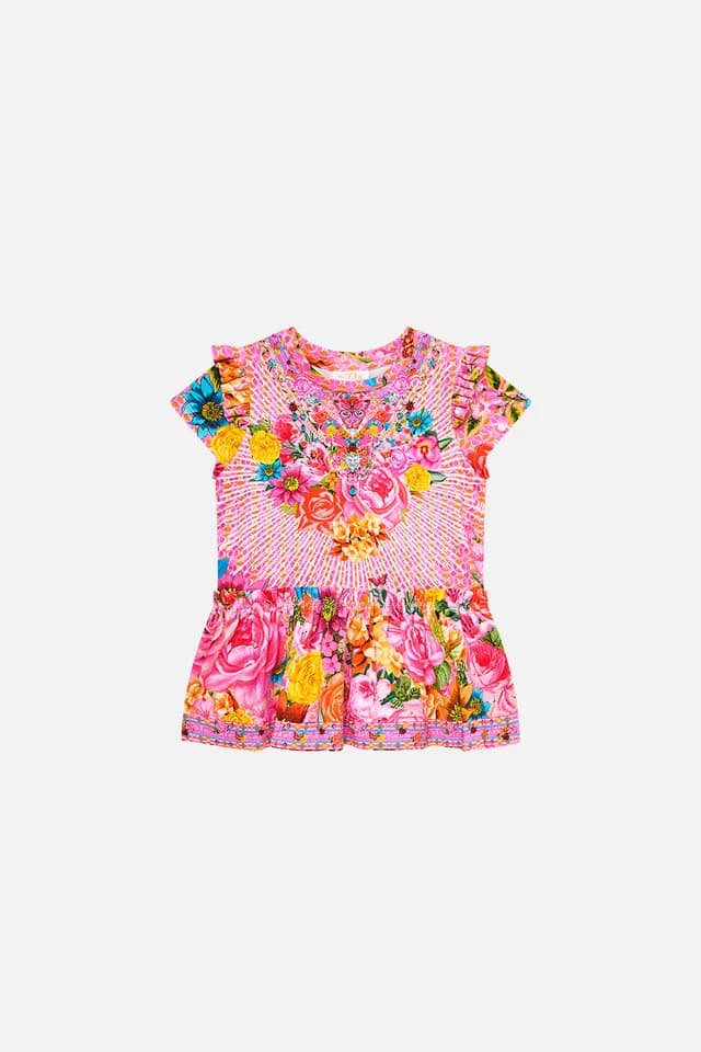 Camilla eBoutique BABIES TEE DRESS WITH FRILL SHOULDER AND HEM ILLUSTRATION NATION, image 1 of 1 from CAMILLA