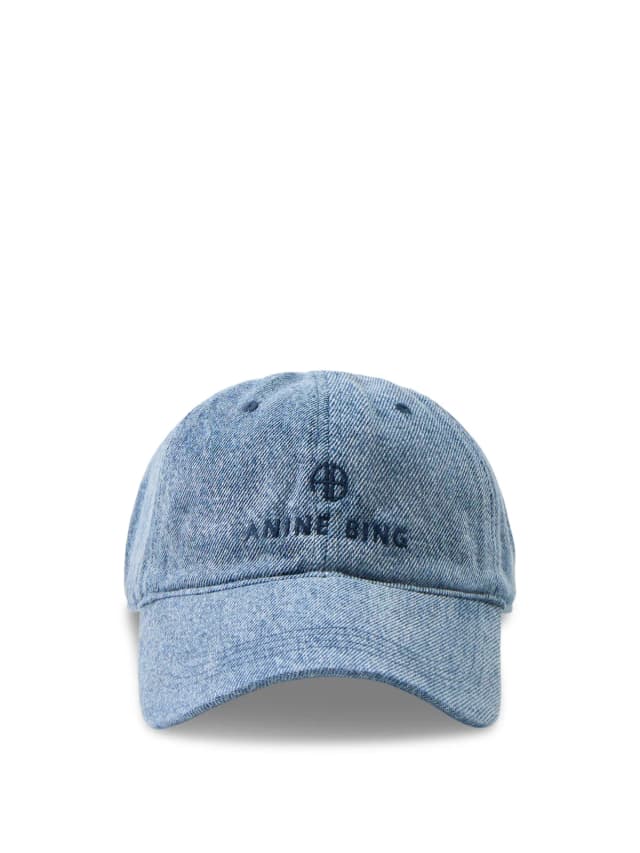 Anine Bing Jeremy Logo Baseball Cap Blue in Shadow Blue, image 1 of 1 from Fenwick