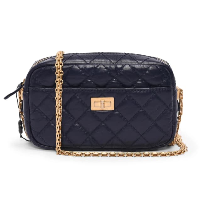 Chanel Aged Quilted Calfskin Mini Reissue Camera Case in Navy Calfskin from Blue Spinach, photo 1 of 1