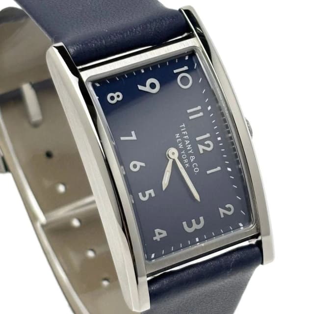 Tiffany & Co. Watch Quartz East West Mini Navy Silver in Navy Leather from The Reluxe, photo 1 of 1
