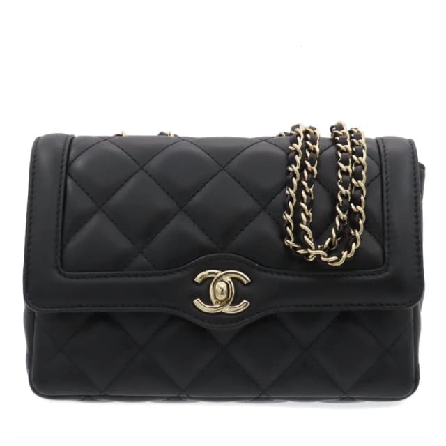 Chanel Black Gold Lambskin Quilted Mini Flap Chain Box Shoulder Bag in Black Lambskin from The Reluxe, photo 1 of 1