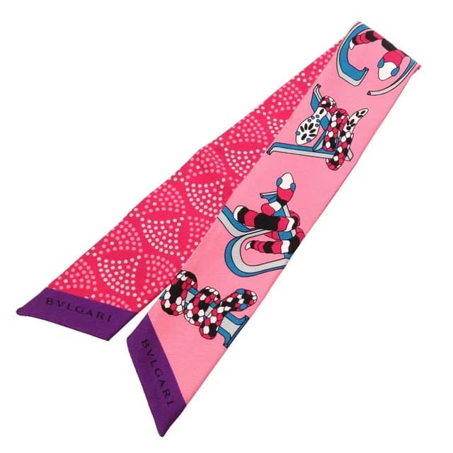 Bvlgari Serpenti Patterned Silk Pink Scarf 0213 in Pink Silk from The Reluxe, photo 1 of 1