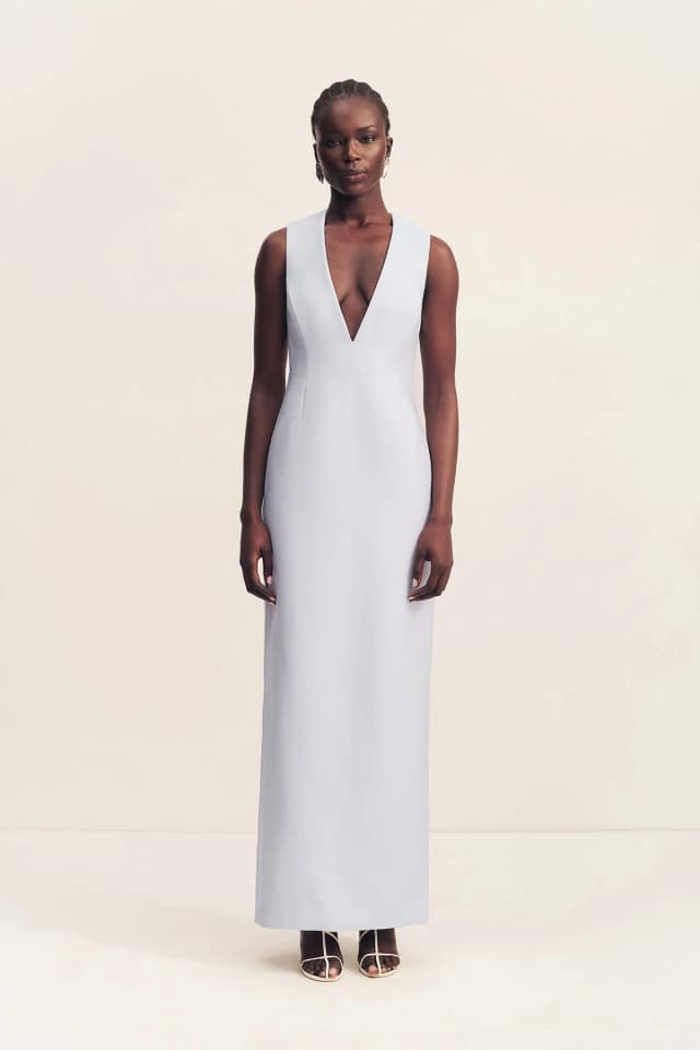 Shona Joy OTIS PLUNGED FITTED MAXI DRESS - SKY, image 1 of 1 from Shona Joy