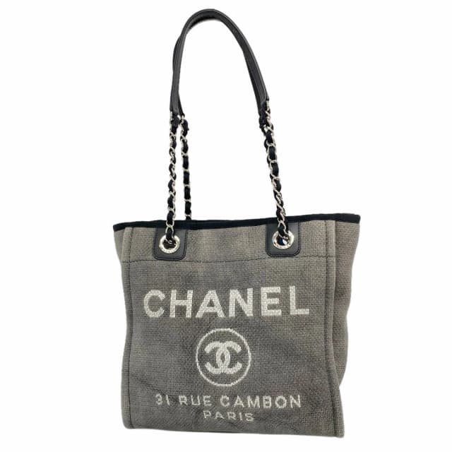 Chanel Chain Tote Deauville Canvas Gray Silver in Grey Canvas from The Reluxe, photo 1 of 1