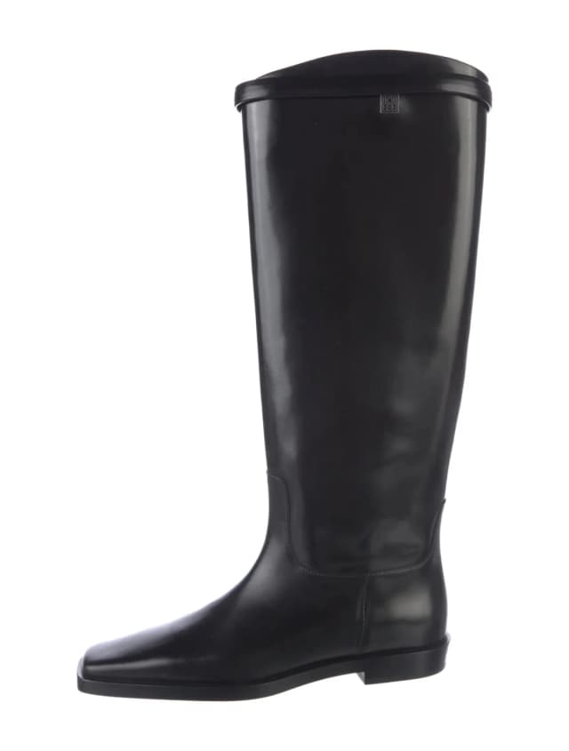 TOTEME Leather Trim Embellishment Riding Boots in black Leather from The RealReal, photo 1 of 1