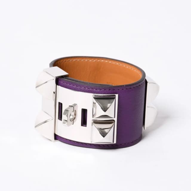 Hermès Collier de Chien Bracelet S Leather Purple Silver in Purple Leather from The Reluxe, photo 1 of 1