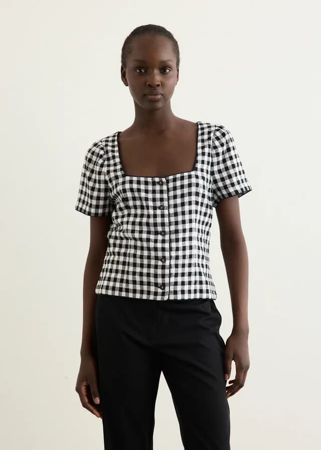 Ciao Lucia Nadia Top in BLACK/WHITE GINGHAM, image 1 of 1 from Incu