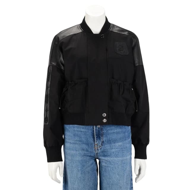 Hermès Cotton & Lambskin Embroidered Bomber Jacket FR 38 in Black Lambskin from Blue Spinach, photo 1 of 1