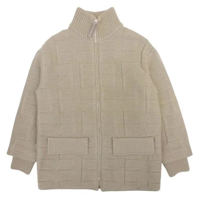 Hermès Logo Oversize Knit Quilted Lining Jacket Coat 40 Brown in Brown Wool from The Reluxe, photo 1 of 1