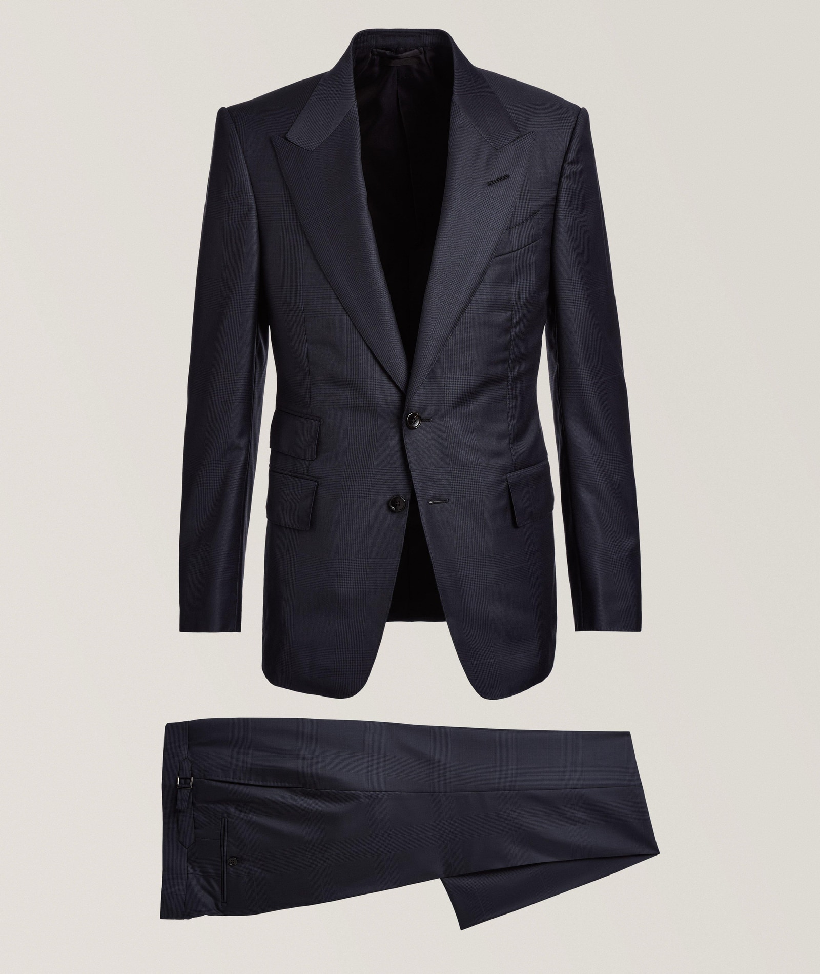 TOM FORD Shelton Prince of Wales Wool Suit in Blue Wool & Wool Blends, image 1 of 1 from Harry Rosen