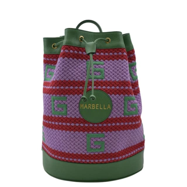 Gucci Capri Striped Drawstring Woven fabric Bucket Backpack Bag Multicolor 663665 in Multicolor Woven leather from Dallas Designer Handbags, photo 1 of 1