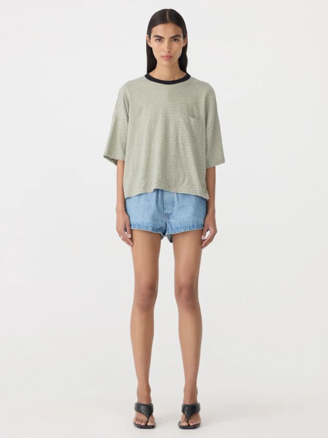 Bassike Stripe Boxy Pocket T-Shirt, image 1 of 1 from bassike
