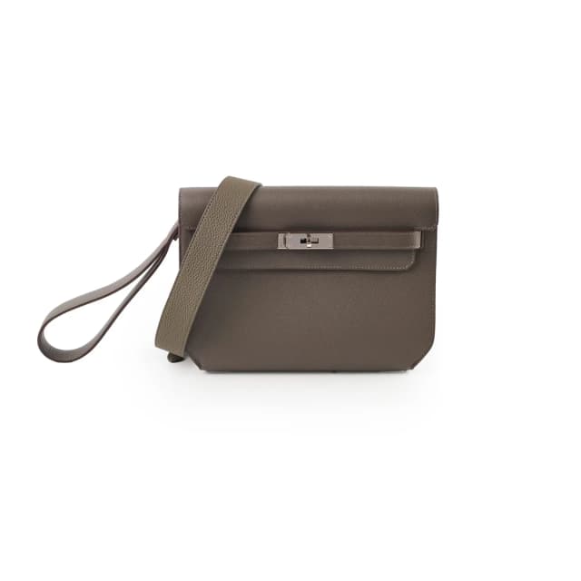 Hermès Kelly Depeches 25 Pouch Etain Y Stamp PHW in Taupe from The Purse Affair, photo 1 of 1