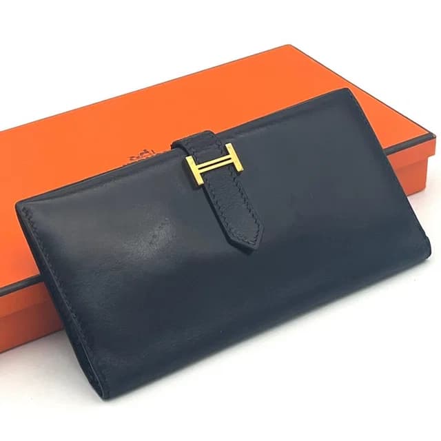 Hermès Bearn Classic Box Calf Black Wallet Model in Black Box leather from The Reluxe, photo 1 of 1