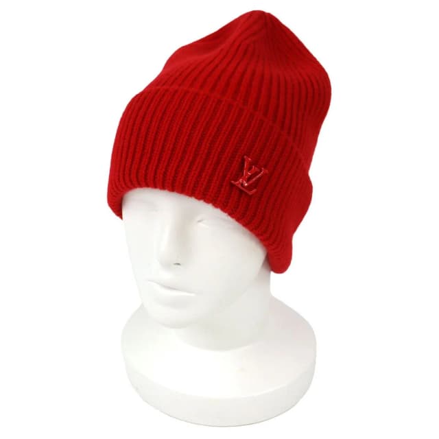 Bonnet LV Ahead Cashmere Logo Beanie Knit Cap Red in Red Cashmere from The Reluxe, photo 1 of 1
