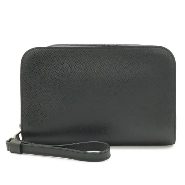 Louis Vuitton Taiga Baikal Clutch Handbag Ardoise Black in Black Leather from The Reluxe, photo 1 of 1