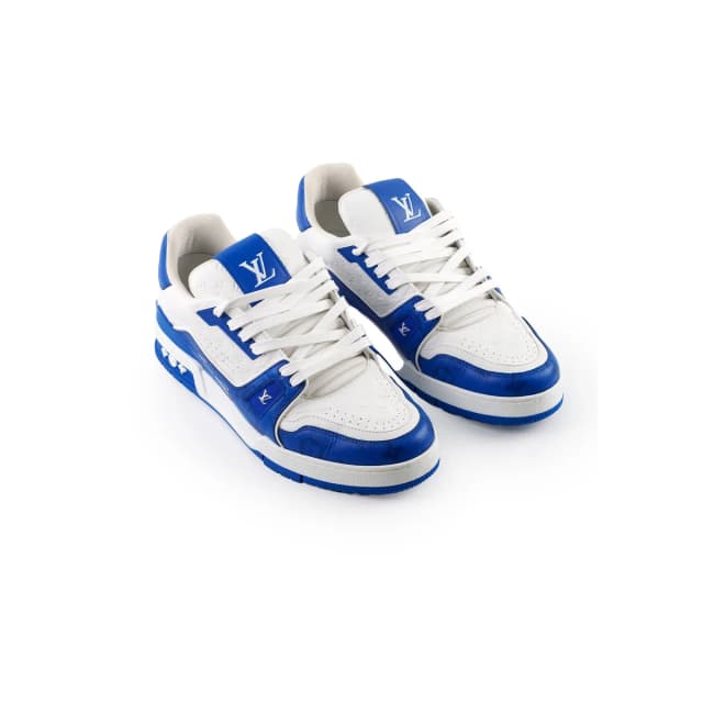 Louis Vuitton Men's 54' Trainers White/Blue Size UK Size 8.5 in White Leather from The Purse Affair, photo 1 of 1