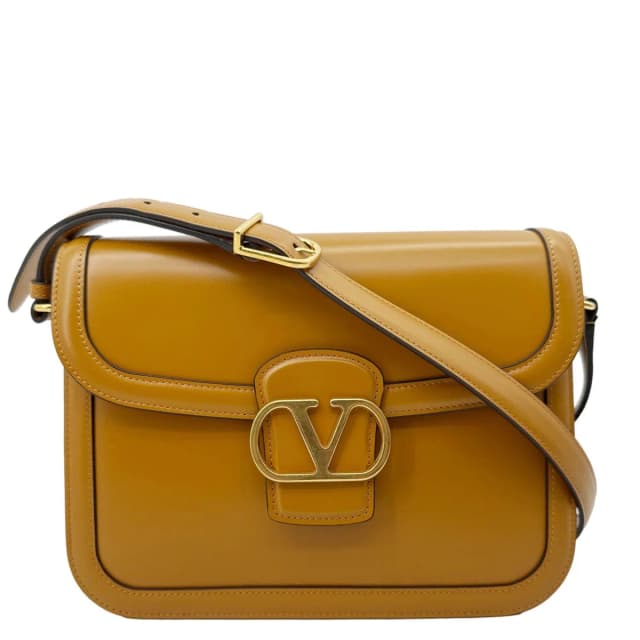 Valentino Garavani 9to5 Leather Shoulder Bag Dark Mustard in Yellow Leather from Dallas Designer Handbags, photo 1 of 1