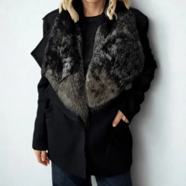 Givenchy Fur Collared Blazer Sz 40 in Black Nylon from Revivre Luxury Consignment, photo 1 of 1