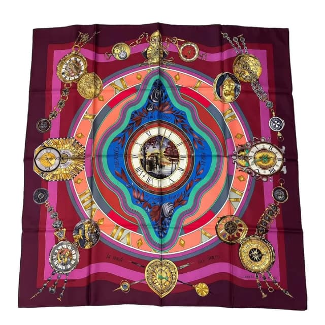 Hermès Silk Carre 90 Parmi les Fleurs Je Compte les Heures Time Spent in Silk from The Reluxe, photo 1 of 1