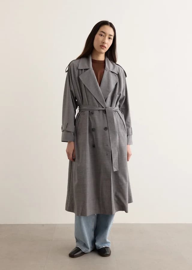 Incu Collection Midnight Tailored Trench Coat in GREY, image 1 of 1 from Incu