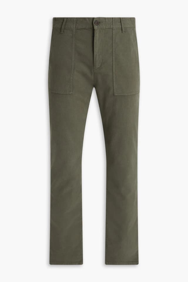 Paige Cragmont Slim-Fit Cotton-Blend Canvas Pants in Army green, image 1 of 1 from THE OUTNET