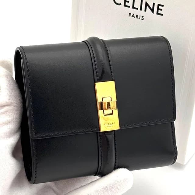 Celine Wallet Small Trifold Black in Black Leather from The Reluxe, photo 1 of 1