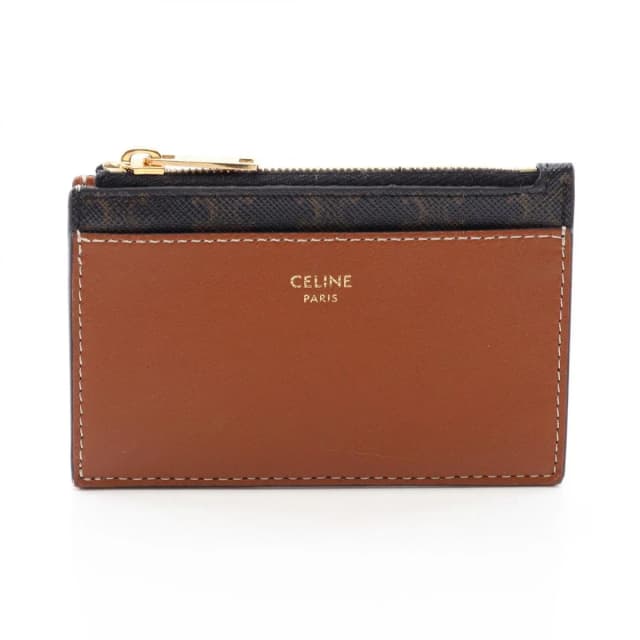 Celine Card Case Triomphe Brown Black Leather Holder in Black Leather from The Reluxe, photo 1 of 1