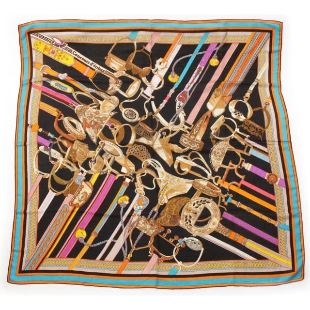 Hermès Carre Geant Cashmere Silk Concours D'etriers Shawl Black Scarf in Black Silk from The Reluxe, photo 1 of 1