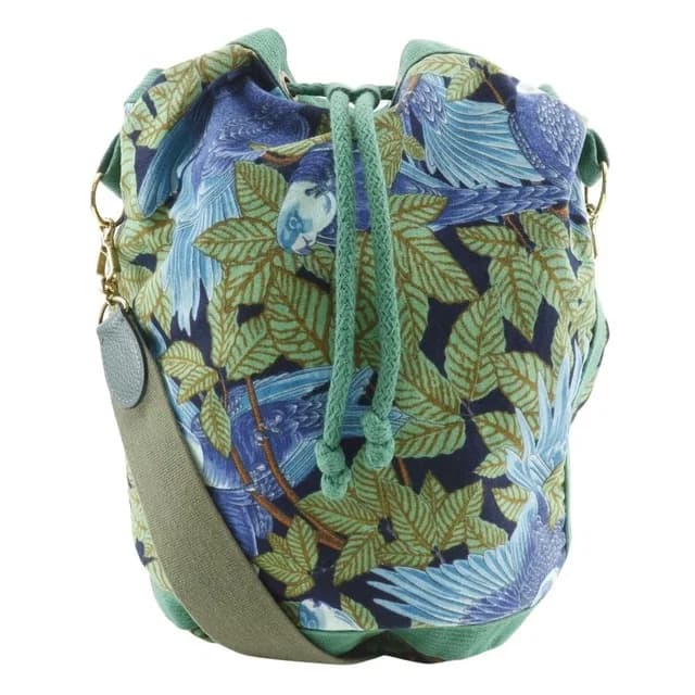 Hermès Drawstring Botanical Pattern Bird Cotton Green in Green from The Reluxe, photo 1 of 1