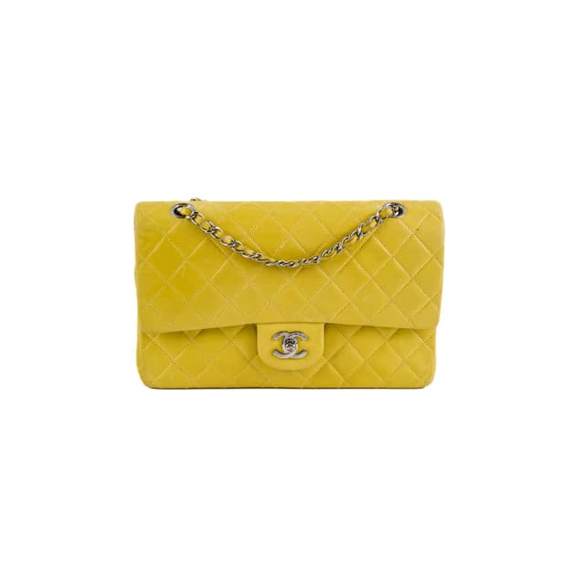 Chanel Classic Flap M/L Yellow Lambskin Bag in Yellow Lambskin from The Purse Affair, photo 1 of 1